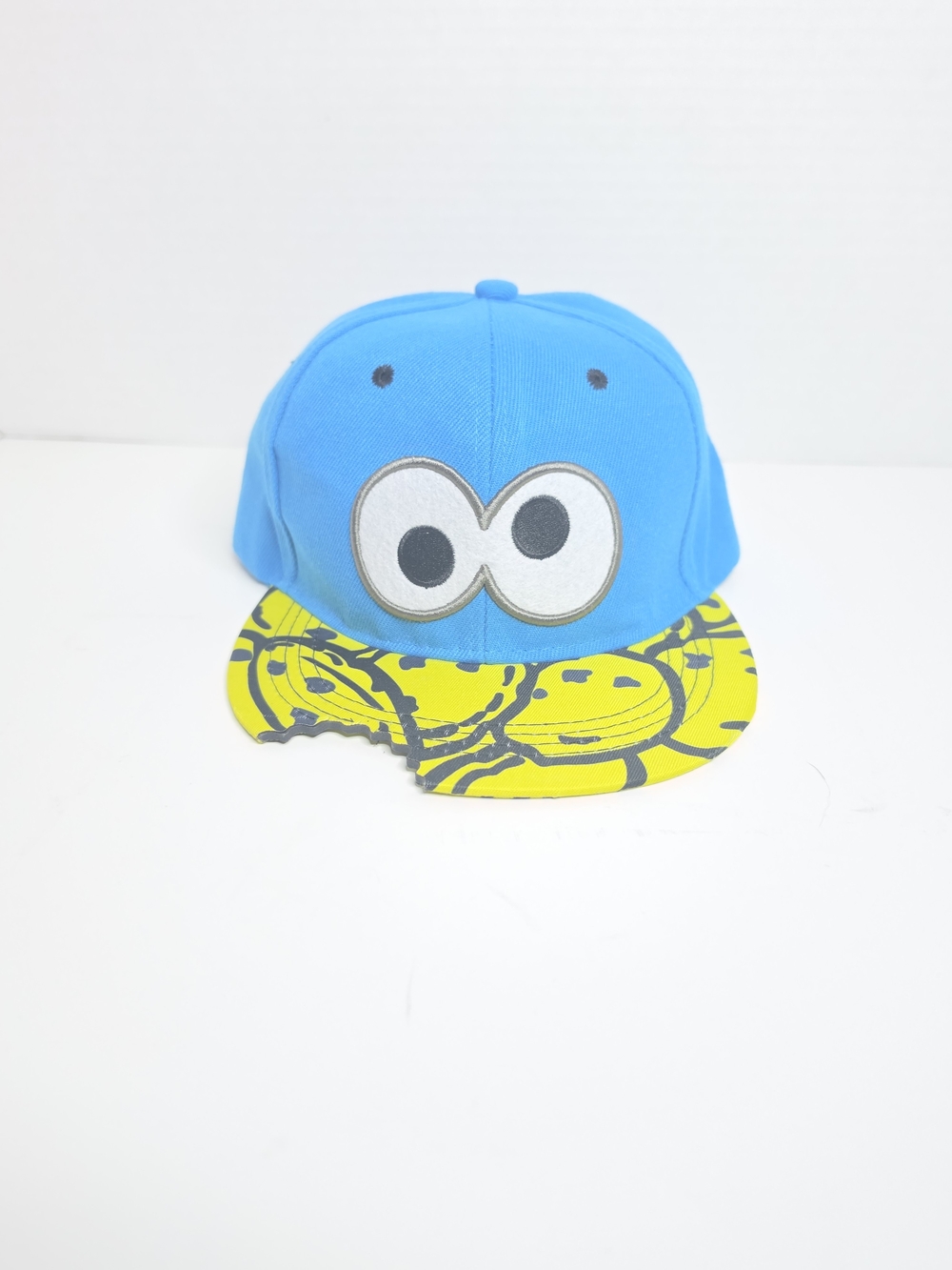 Kids Blue Character Snapback Hat with Yellow Brim